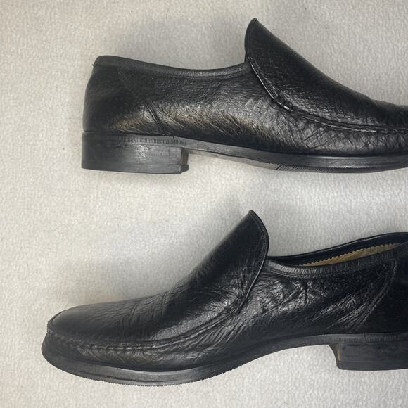 Authentic ZILLI Handmade Italian Black Leather Loafers 44 1/2 Slip On main image 4